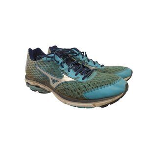 Mizuno Women's Wave Rider 18 Running Shoe Blue Atoll/Silver/BlueDepths Size 10.5
